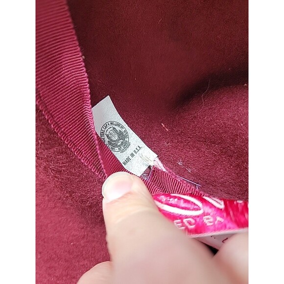 Vintage Sylvia Bollman Doeskin Maroon Felt Hat 100% Wool Made in USA - Picture 7 of 8